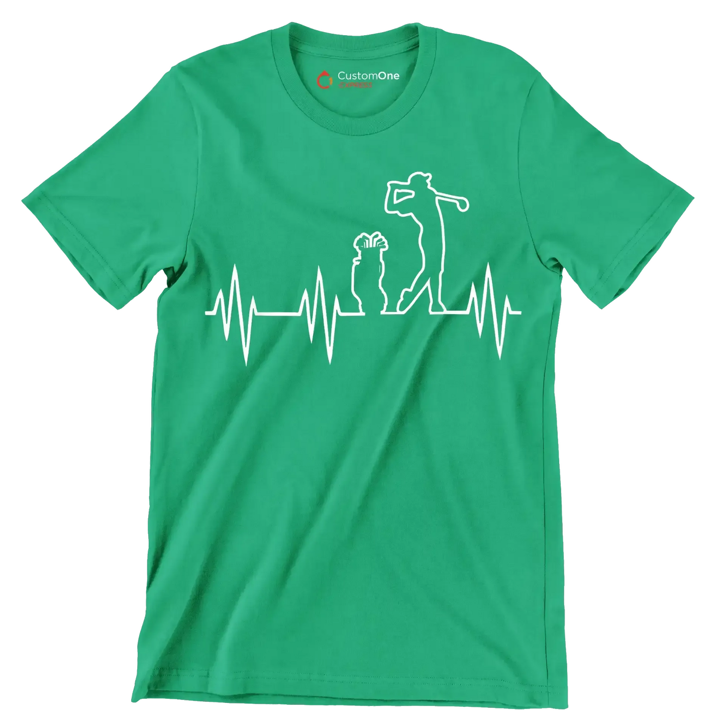 Golfer's Pulse Silhouette - Golf Themed T-Shirt-Green-S-Custom One Express