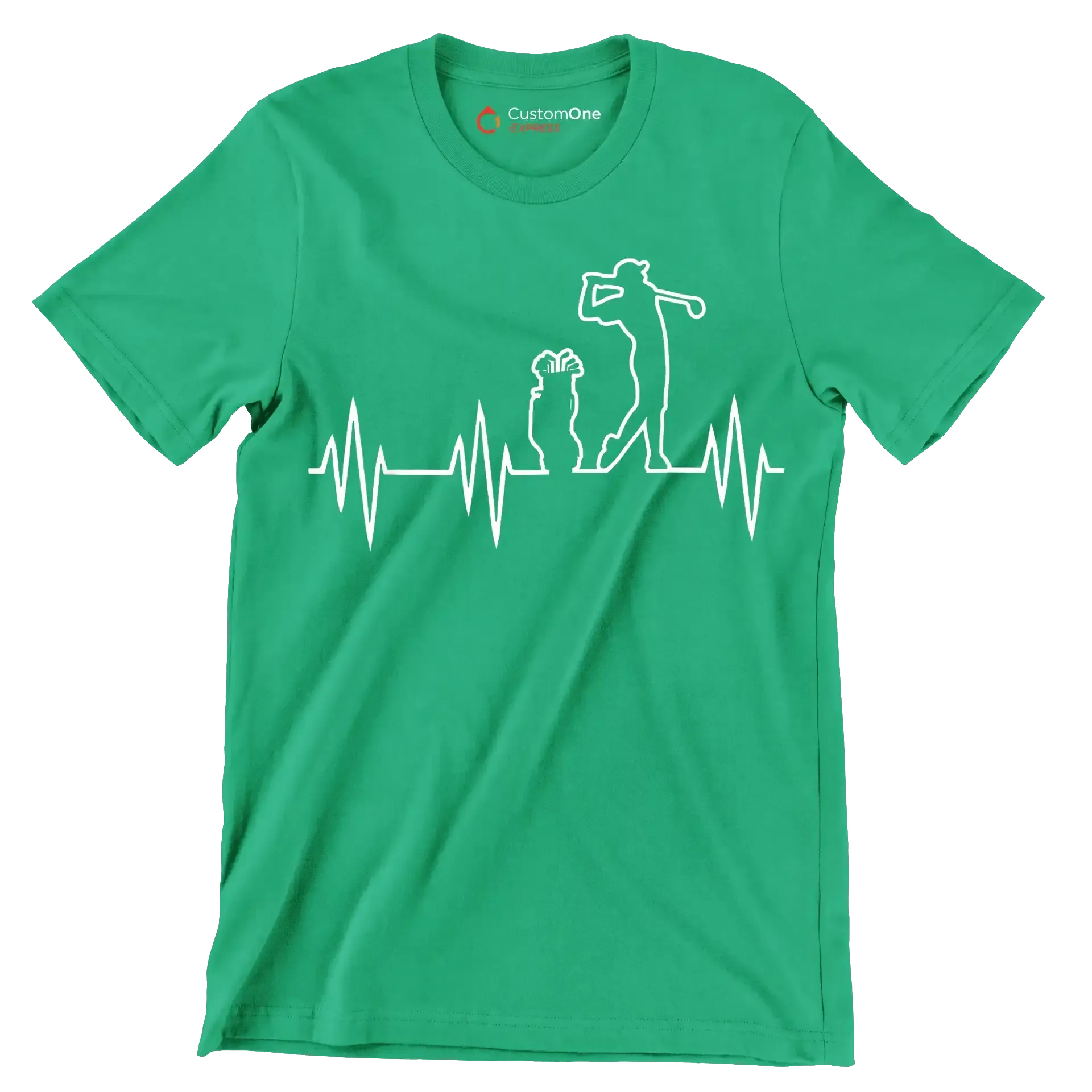 Golfer's Pulse Silhouette - Golf Themed T-Shirt-Green-S-Custom One Express