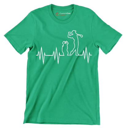 Golfer's Pulse Silhouette - Golf Themed T-Shirt-Green-S-Custom One Express