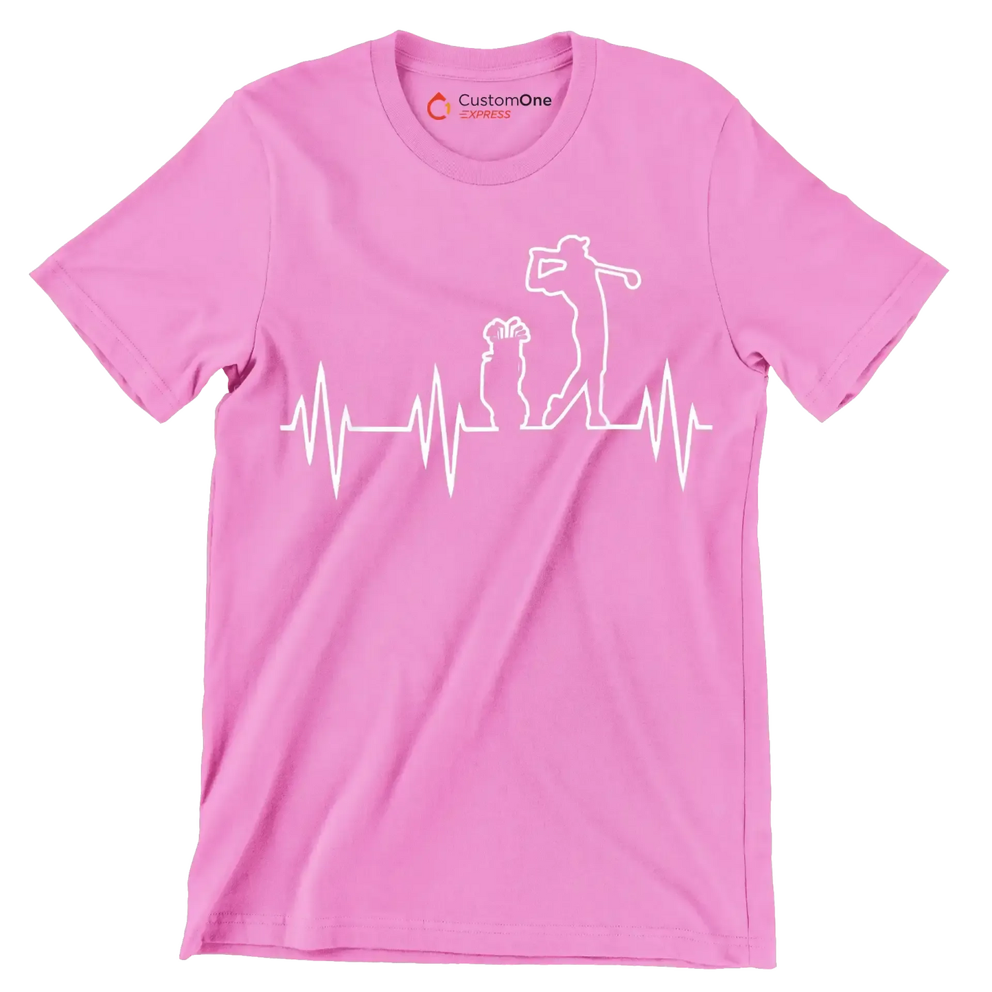 Golfer's Pulse Silhouette - Golf Themed T-Shirt-Pink-S-Custom One Express