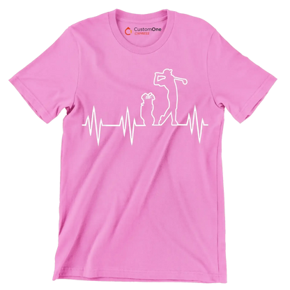 Golfer's Pulse Silhouette - Golf Themed T-Shirt-Pink-S-Custom One Express