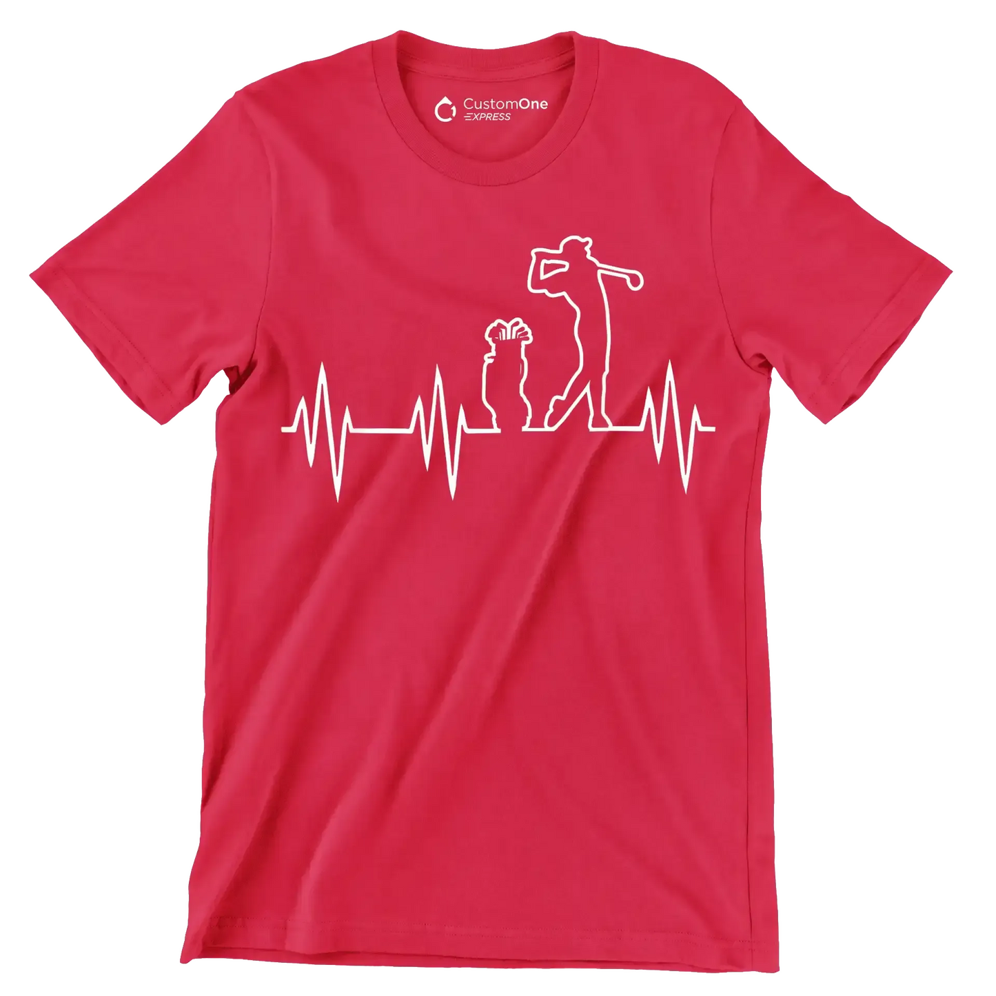 Golfer's Pulse Silhouette - Golf Themed T-Shirt-Red-S-Custom One Express