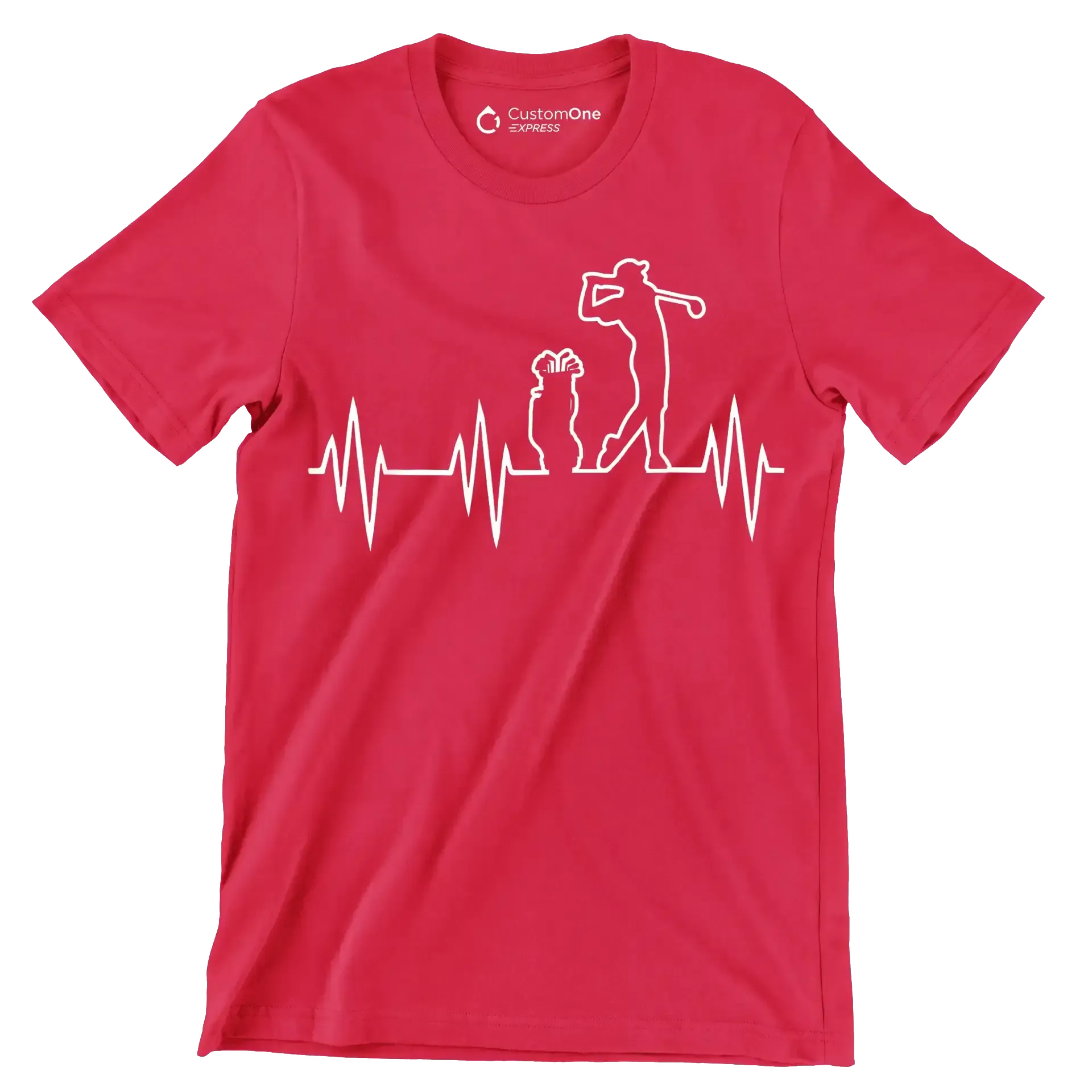 Golfer's Pulse Silhouette - Golf Themed T-Shirt-Red-S-Custom One Express