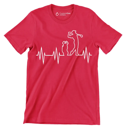 Golfer's Pulse Silhouette - Golf Themed T-Shirt-Red-S-Custom One Express