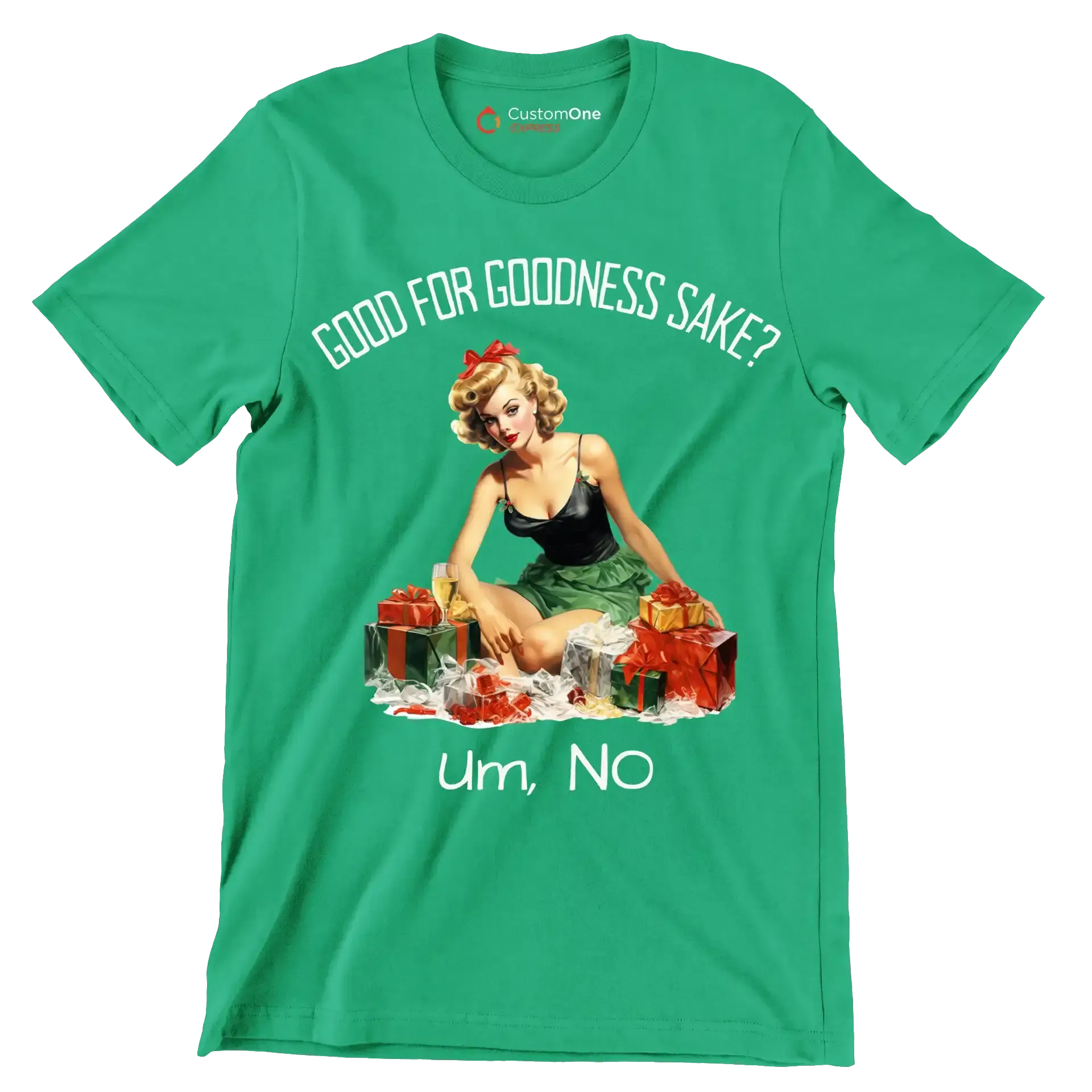Good for goodness sake. um, no - Retro Themed T-Shirt-Green-S-Custom One Express