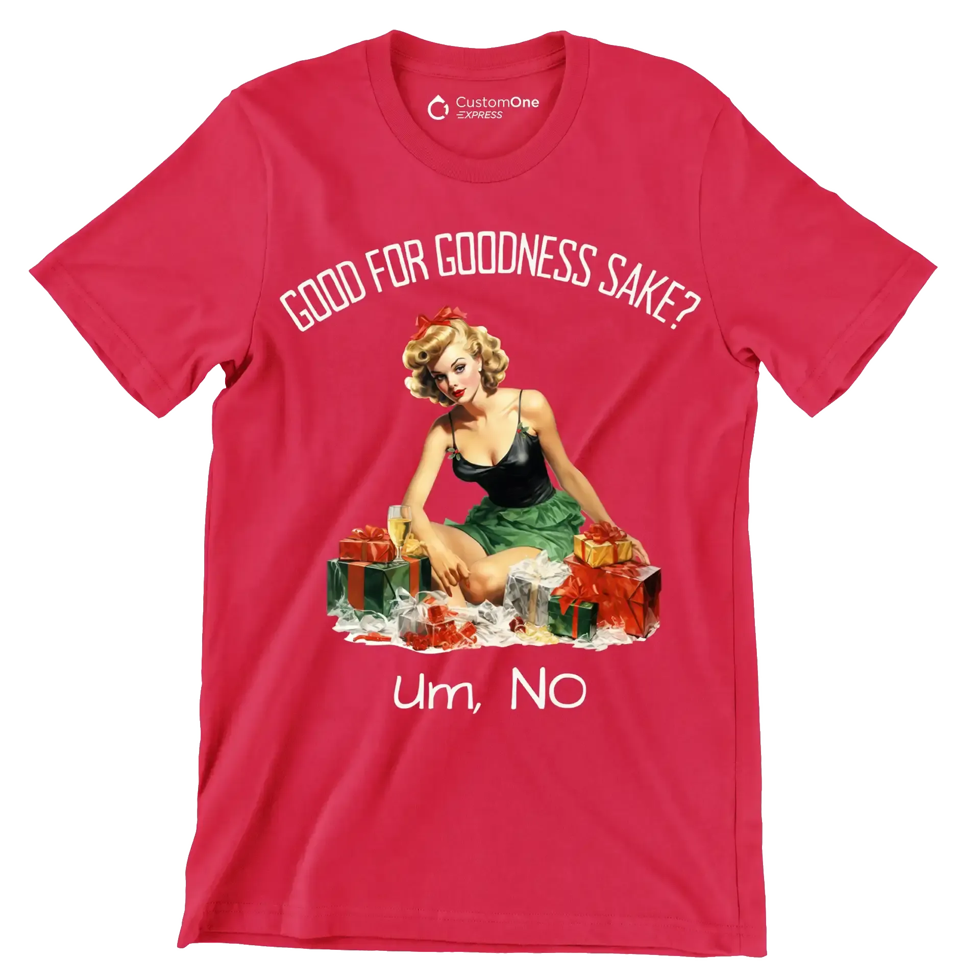 Good for goodness sake. um, no - Retro Themed T-Shirt-Red-S-Custom One Express