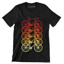 Gradient Bicycle Stack – Vibrant Cyclist’s Dream - Bicycle Themed T-Shirt-Black-S-Custom One Express