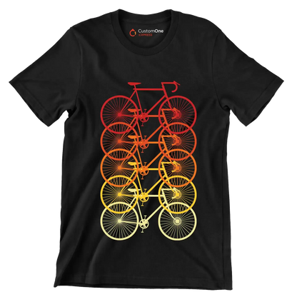 Gradient Bicycle Stack – Vibrant Cyclist’s Dream - Bicycle Themed T-Shirt-Black-S-Custom One Express