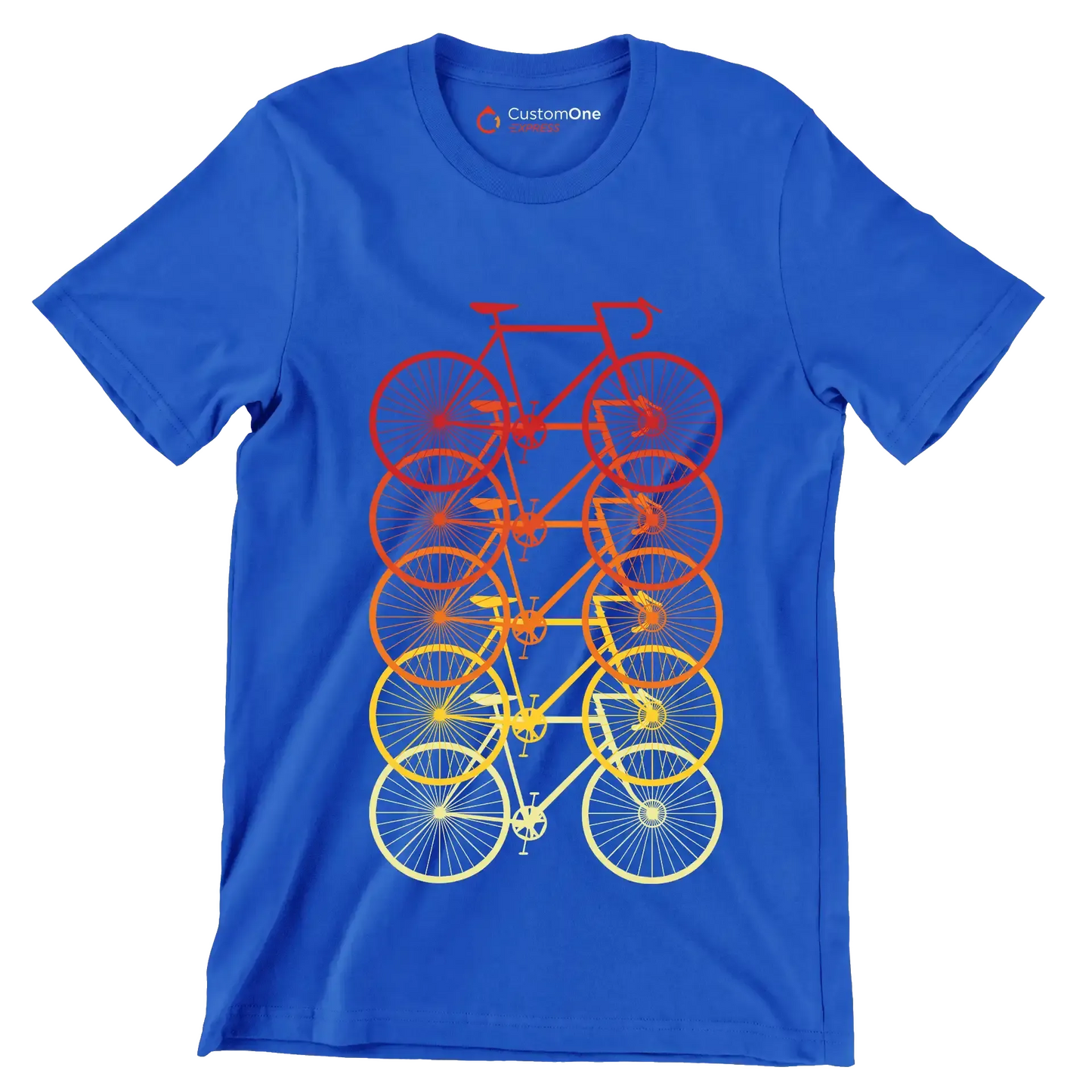 Gradient Bicycle Stack – Vibrant Cyclist’s Dream - Bicycle Themed T-Shirt-Blue-S-Custom One Express