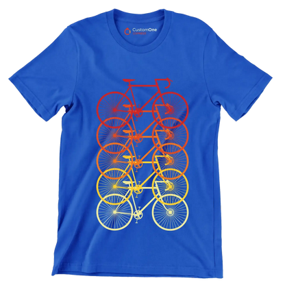 Gradient Bicycle Stack – Vibrant Cyclist’s Dream - Bicycle Themed T-Shirt-Blue-S-Custom One Express