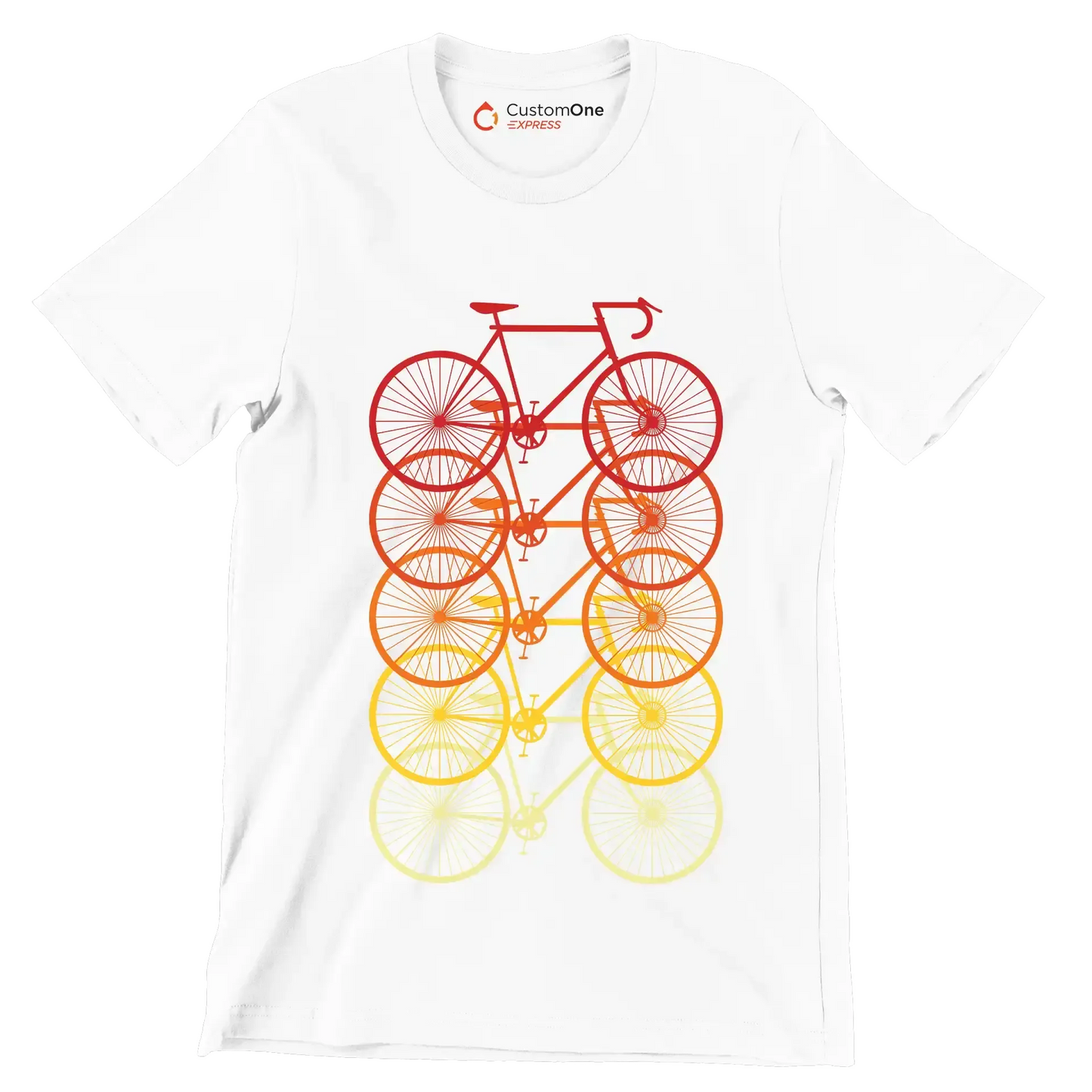 Gradient Bicycle Stack – Vibrant Cyclist’s Dream - Bicycle Themed T-Shirt-White-S-Custom One Express