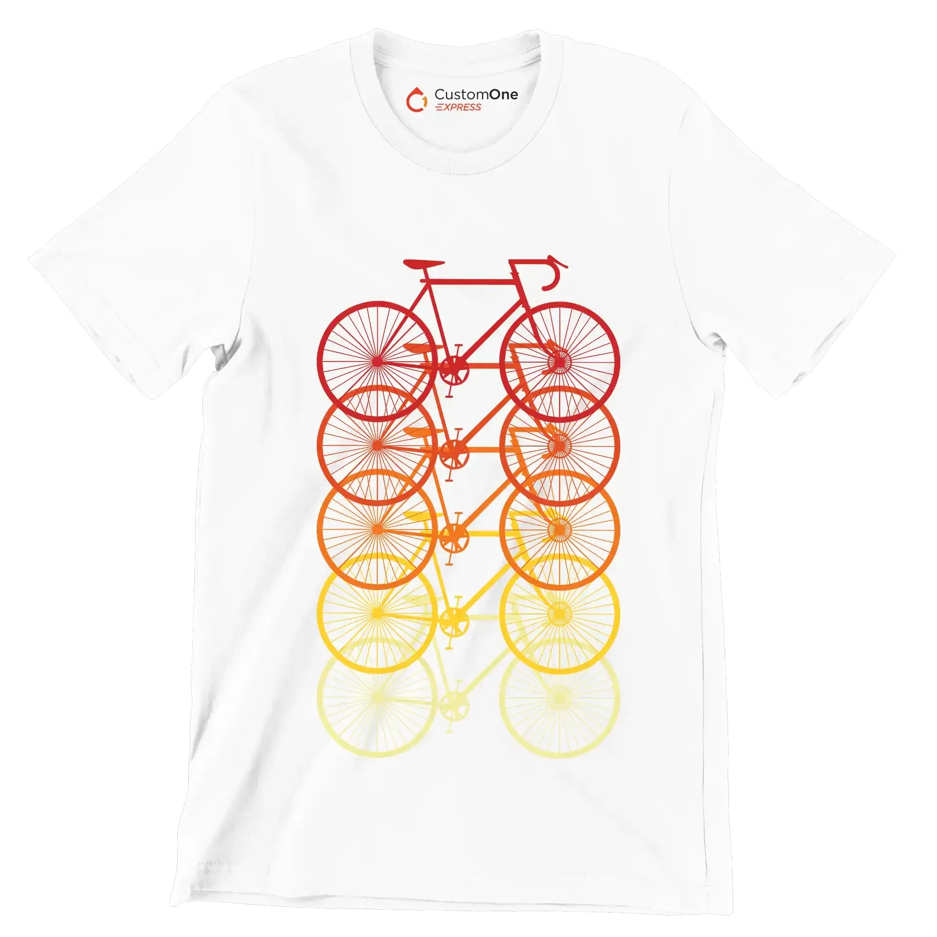 Gradient Bicycle Stack – Vibrant Cyclist’s Dream - Bicycle Themed T-Shirt-White-S-Custom One Express