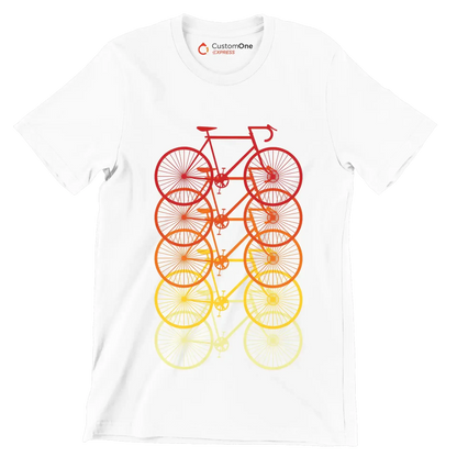 Gradient Bicycle Stack – Vibrant Cyclist’s Dream - Bicycle Themed T-Shirt-White-S-Custom One Express