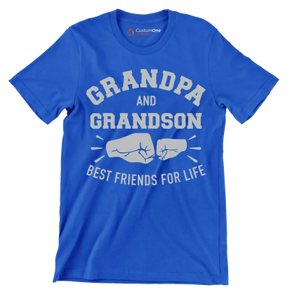 Grandpa and Grandson best friends for life - Father’s Day T-Shirt-Blue-S-Custom One Express