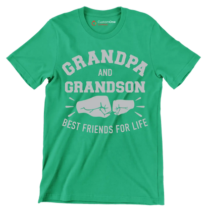 Grandpa and Grandson best friends for life - Father’s Day T-Shirt-Green-S-Custom One Express