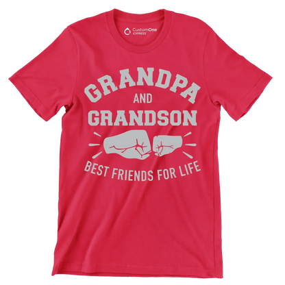 Grandpa and Grandson best friends for life - Father’s Day T-Shirt-Red-S-Custom One Express