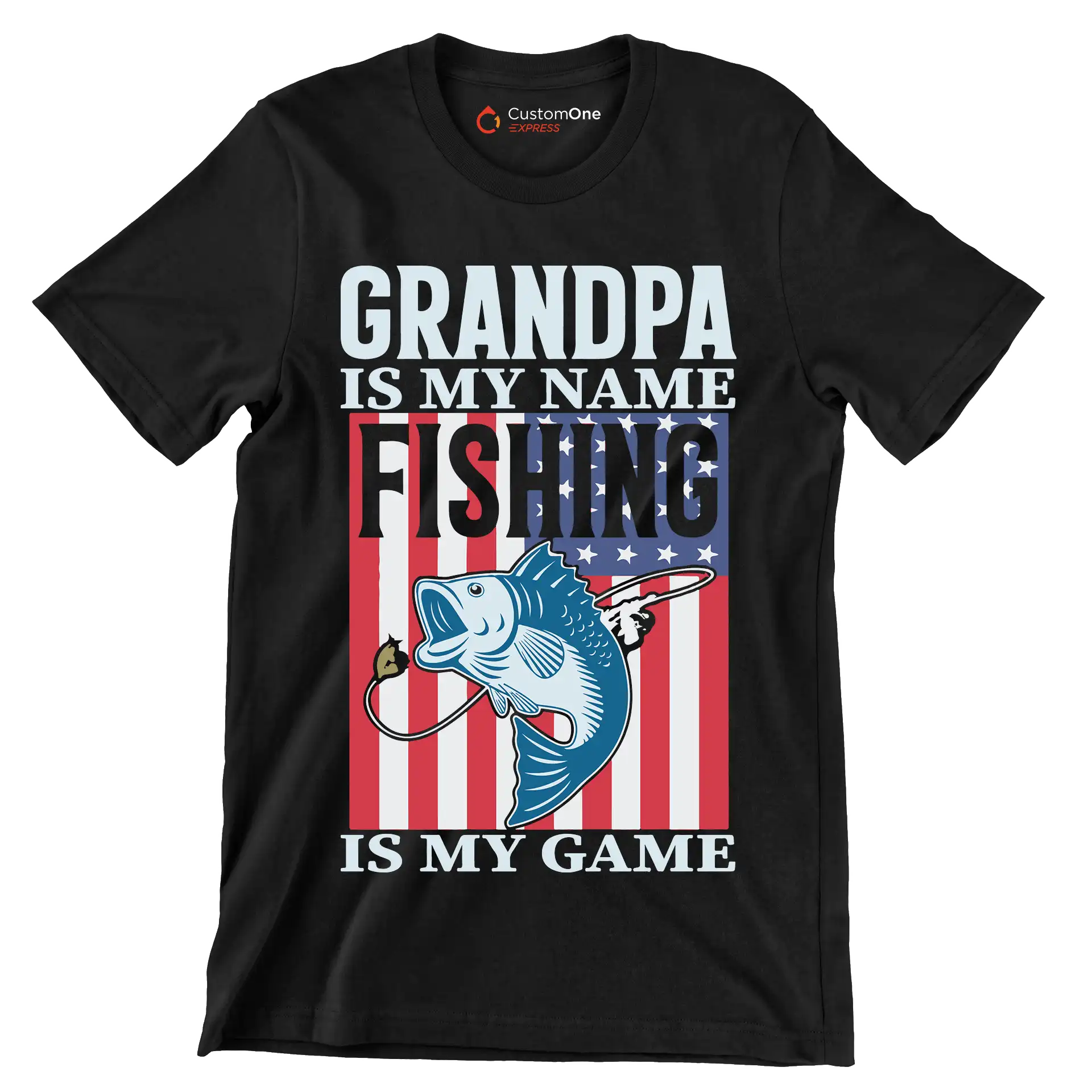 Grandpa is my name fishing is my game - Father’s Day T-Shirt-Black-S-Custom One Express