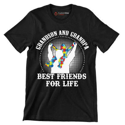 Grandson and grandpa best friends for life - Father’s Day T-Shirt-Black-S-Custom One Express
