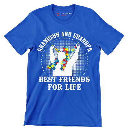 Grandson and grandpa best friends for life - Father’s Day T-Shirt-Blue-S-Custom One Express
