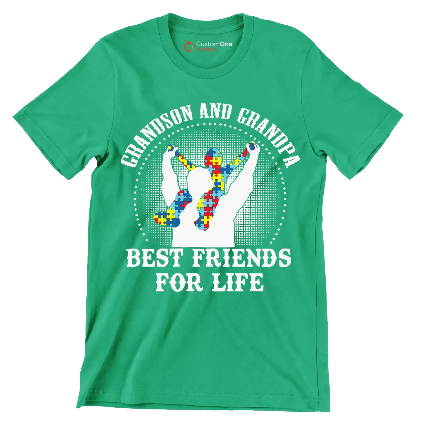 Grandson and grandpa best friends for life - Father’s Day T-Shirt-Green-S-Custom One Express