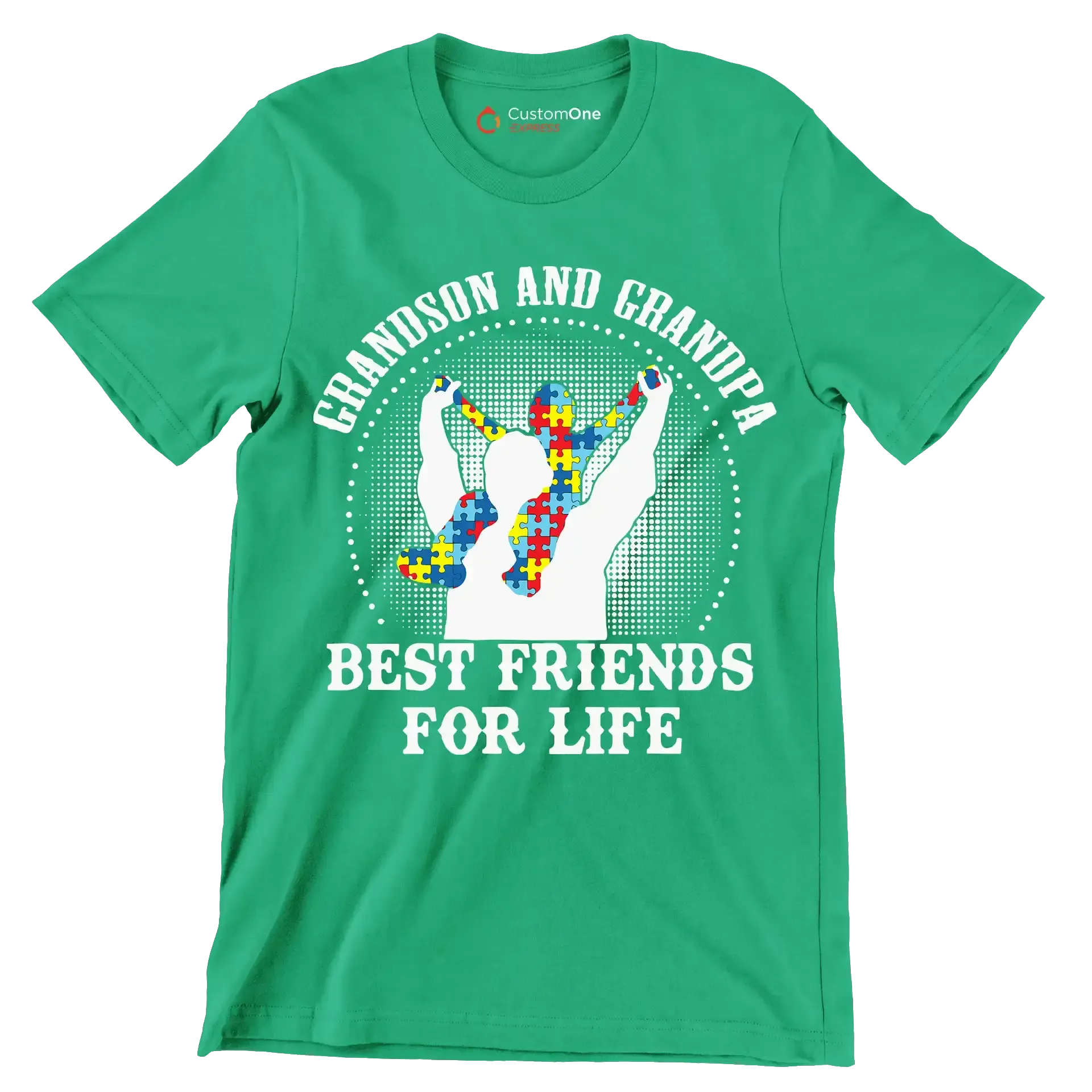 Grandson and grandpa best friends for life - Father’s Day T-Shirt-Green-S-Custom One Express