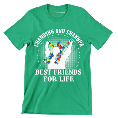 Grandson and grandpa best friends for life - Father’s Day T-Shirt-Green-S-Custom One Express