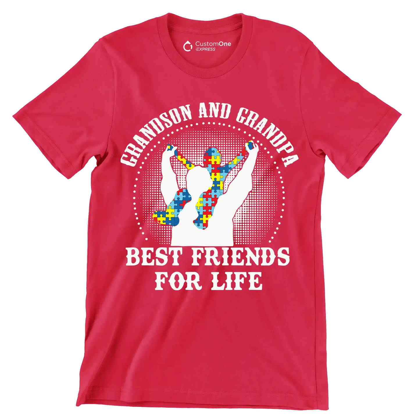 Grandson and grandpa best friends for life - Father’s Day T-Shirt-Red-S-Custom One Express