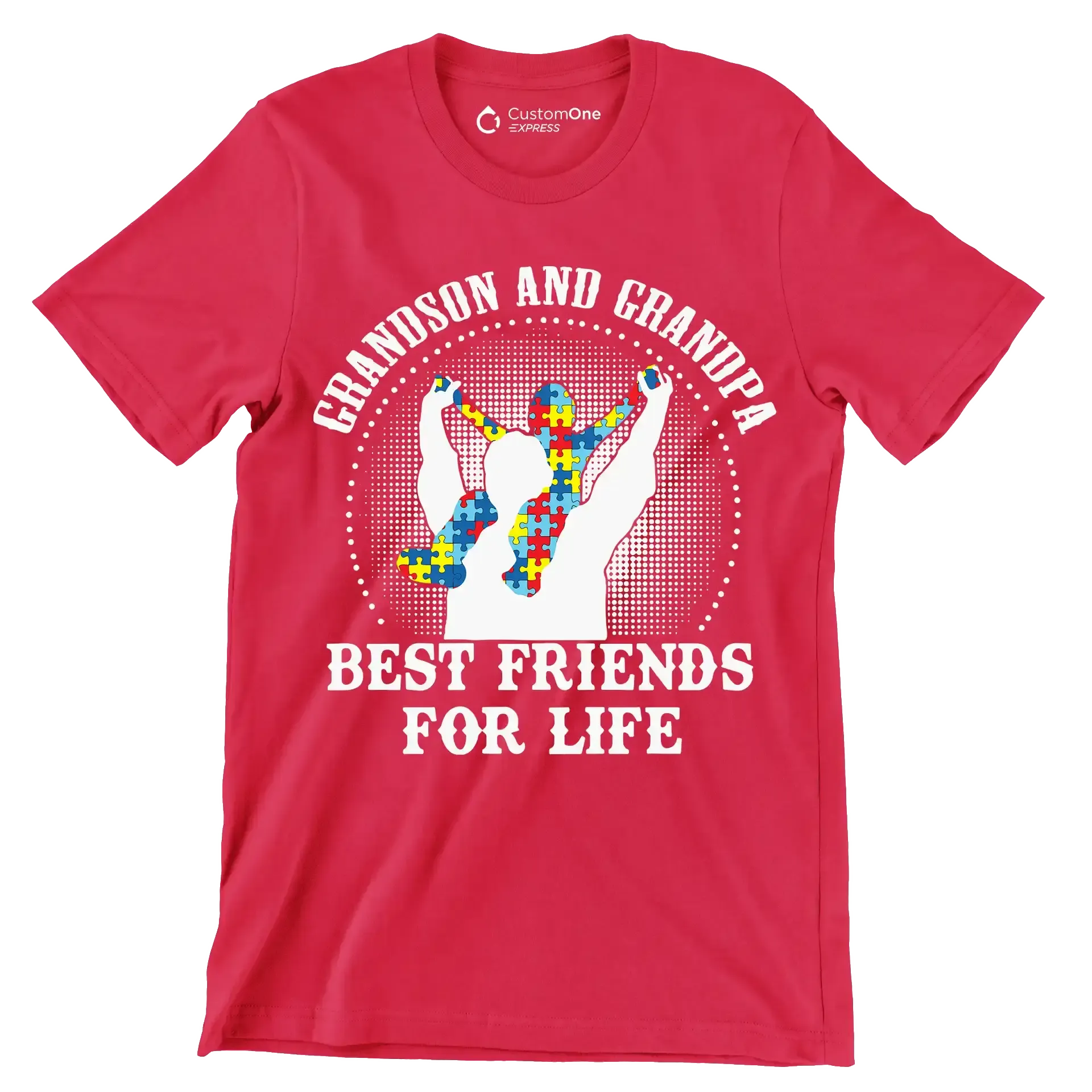 Grandson and grandpa best friends for life - Father’s Day T-Shirt-Red-S-Custom One Express
