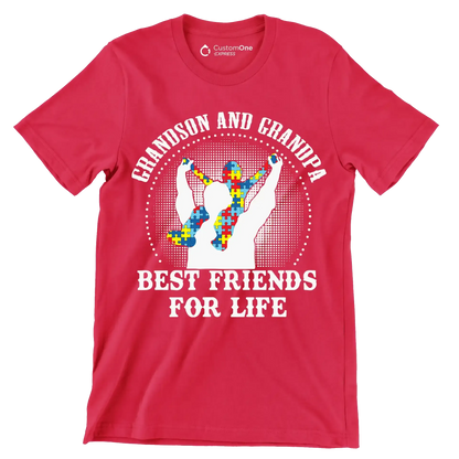 Grandson and grandpa best friends for life - Father’s Day T-Shirt-Red-S-Custom One Express