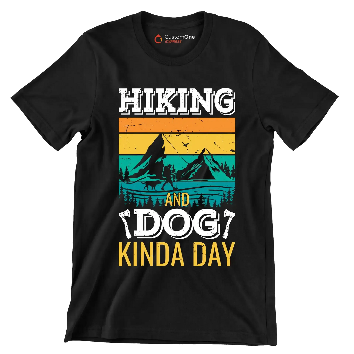HIKING AND DOG KINDA DAY - Hiking Themed T-Shirt-Black-S-Custom One Express
