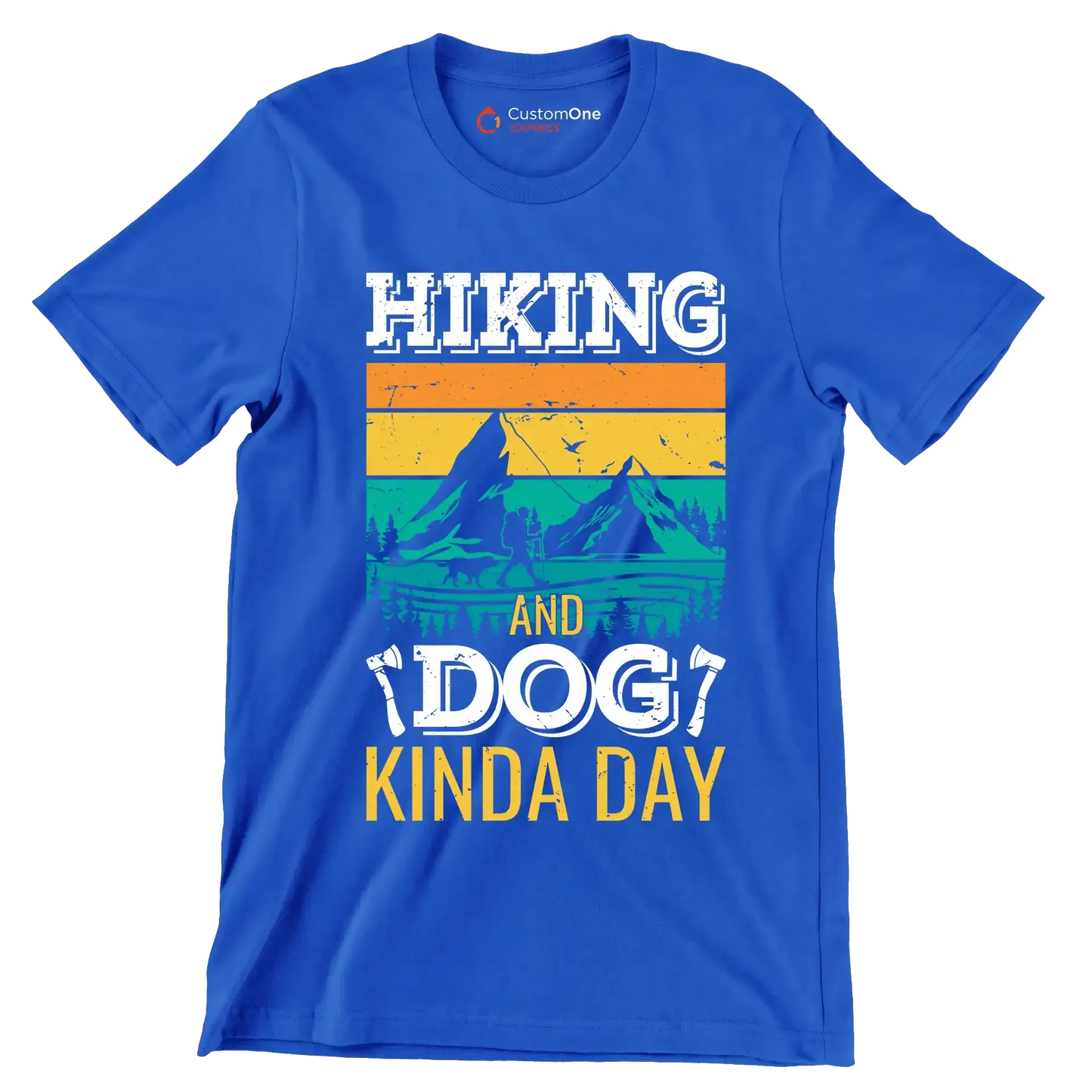 HIKING AND DOG KINDA DAY - Hiking Themed T-Shirt-Blue-S-Custom One Express