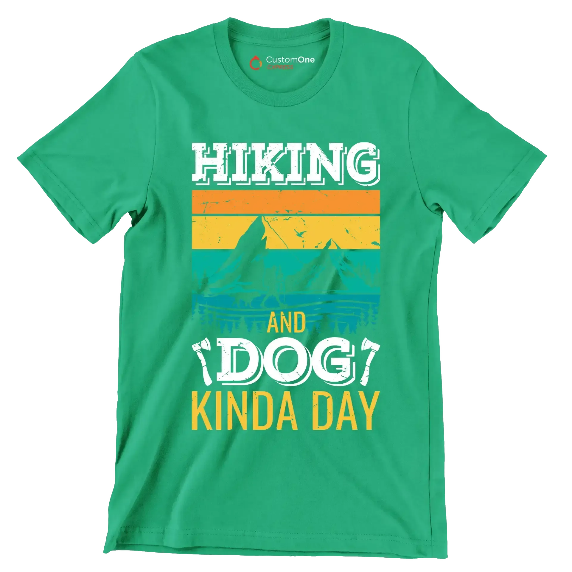HIKING AND DOG KINDA DAY - Hiking Themed T-Shirt-Green-S-Custom One Express