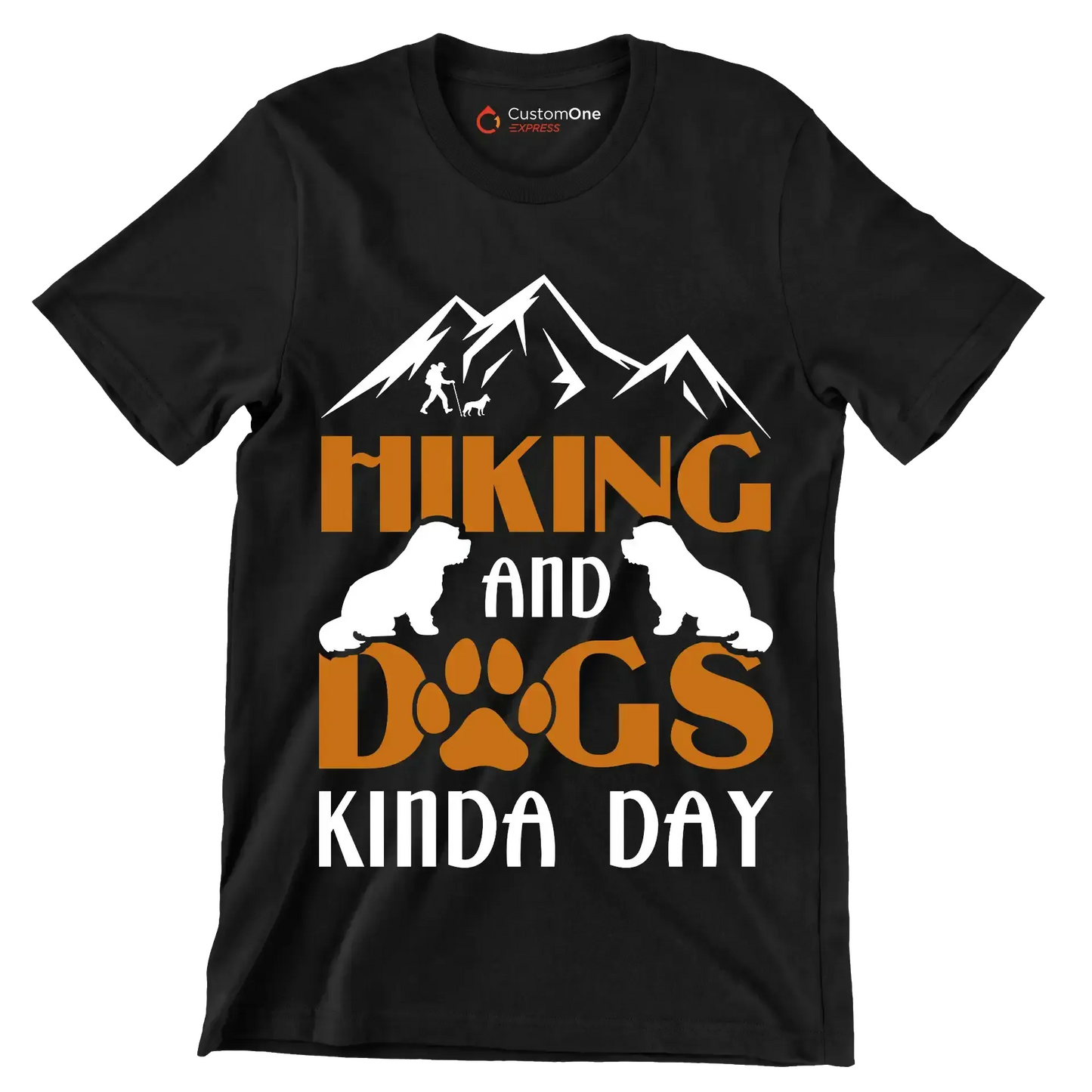 HIKING AND DOGS KINDA DAY - Hiking Themed T-Shirt-Black-S-Custom One Express