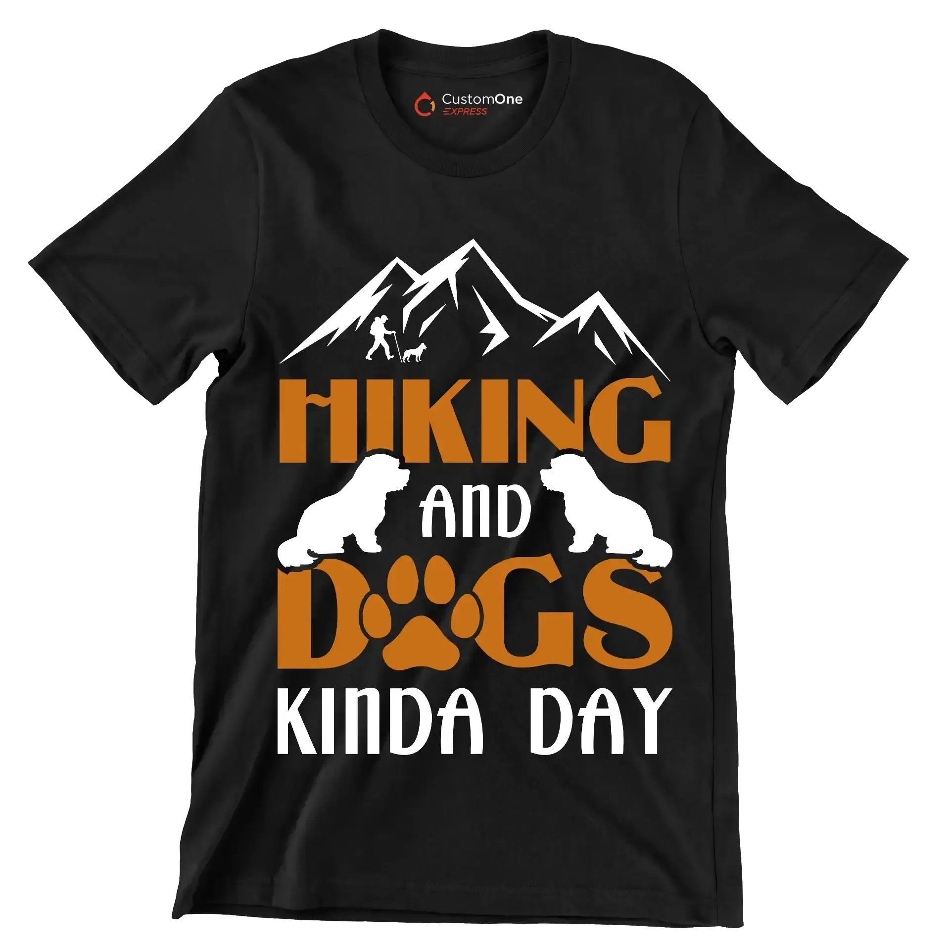 HIKING AND DOGS KINDA DAY - Hiking Themed T-Shirt-Black-S-Custom One Express