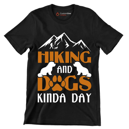 HIKING AND DOGS KINDA DAY - Hiking Themed T-Shirt-Black-S-Custom One Express