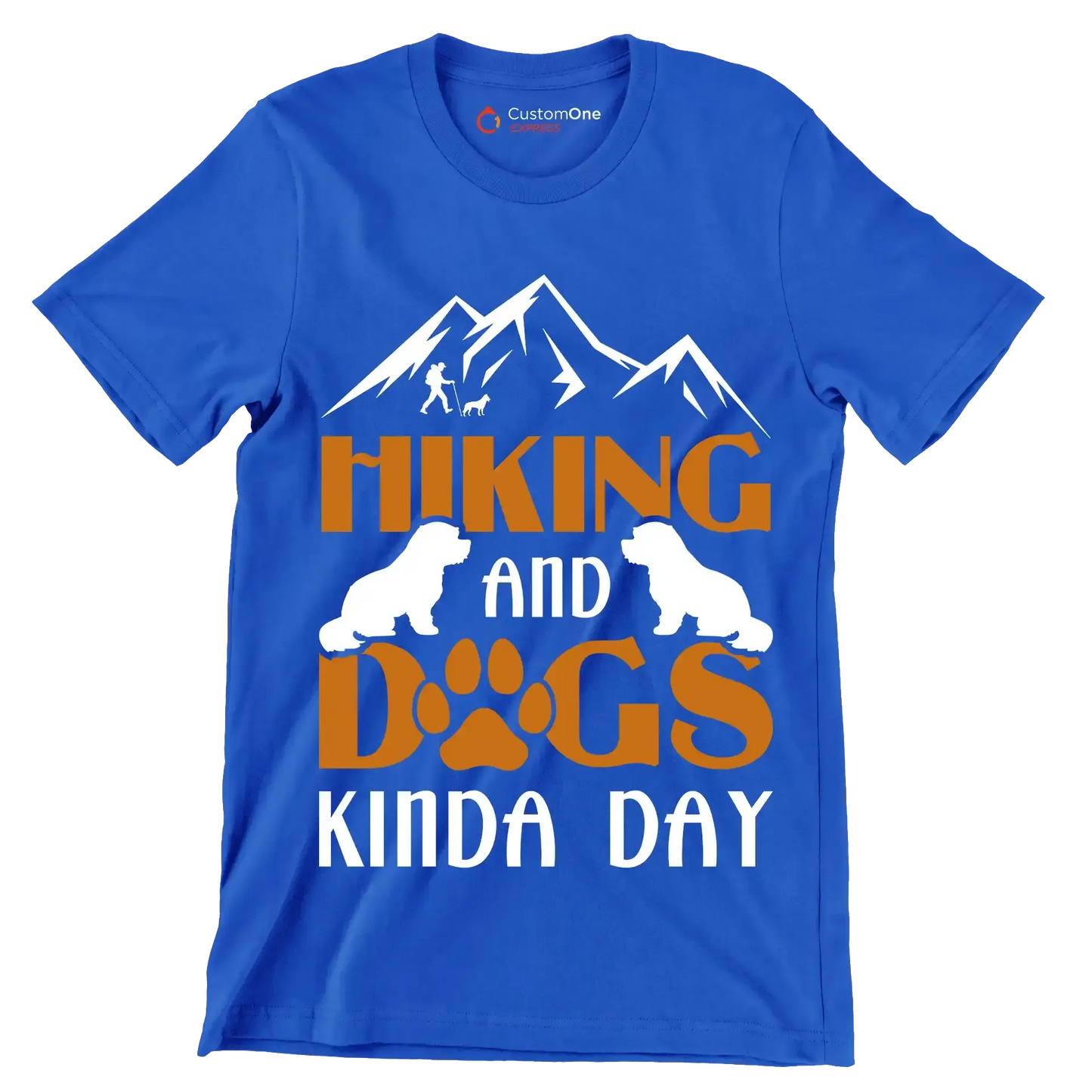 HIKING AND DOGS KINDA DAY - Hiking Themed T-Shirt-Blue-S-Custom One Express