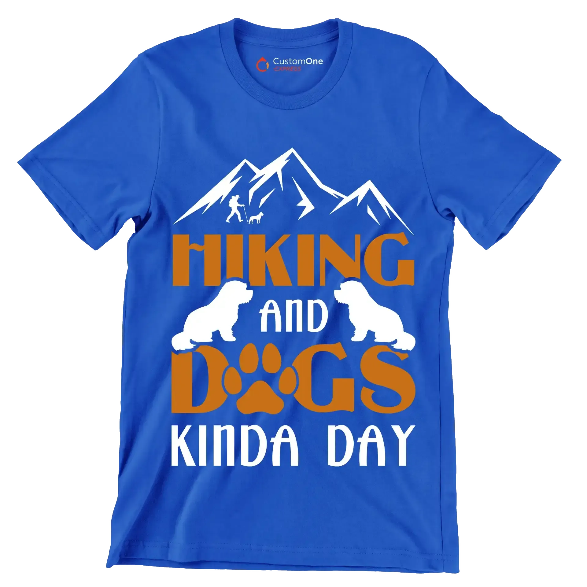 HIKING AND DOGS KINDA DAY - Hiking Themed T-Shirt-Blue-S-Custom One Express