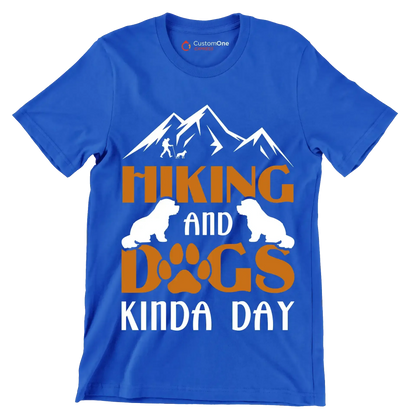 HIKING AND DOGS KINDA DAY - Hiking Themed T-Shirt-Blue-S-Custom One Express