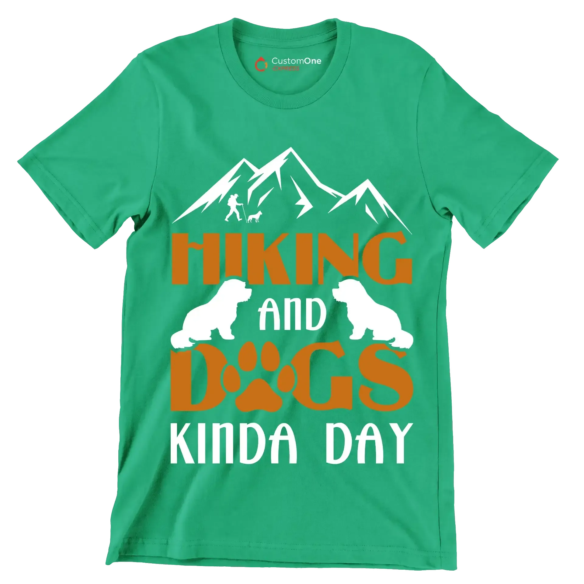 HIKING AND DOGS KINDA DAY - Hiking Themed T-Shirt-Green-S-Custom One Express