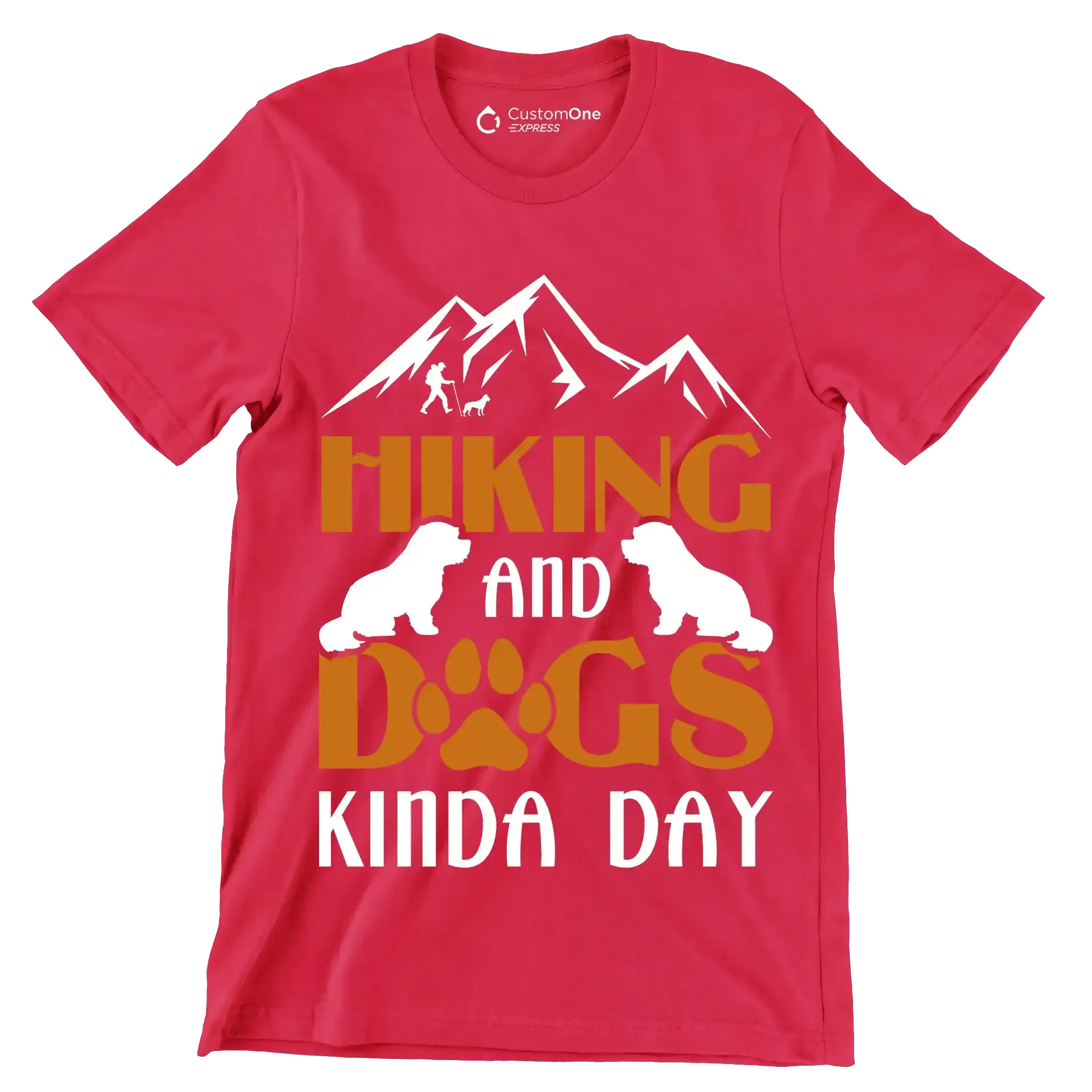 HIKING AND DOGS KINDA DAY - Hiking Themed T-Shirt-Red-S-Custom One Express