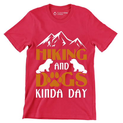 HIKING AND DOGS KINDA DAY - Hiking Themed T-Shirt-Red-S-Custom One Express