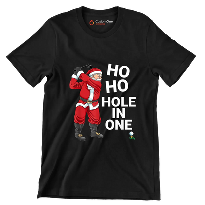 HO HO HO HOLE IN ONE - Golf Themed T-Shirt-Black-S-Custom One Express
