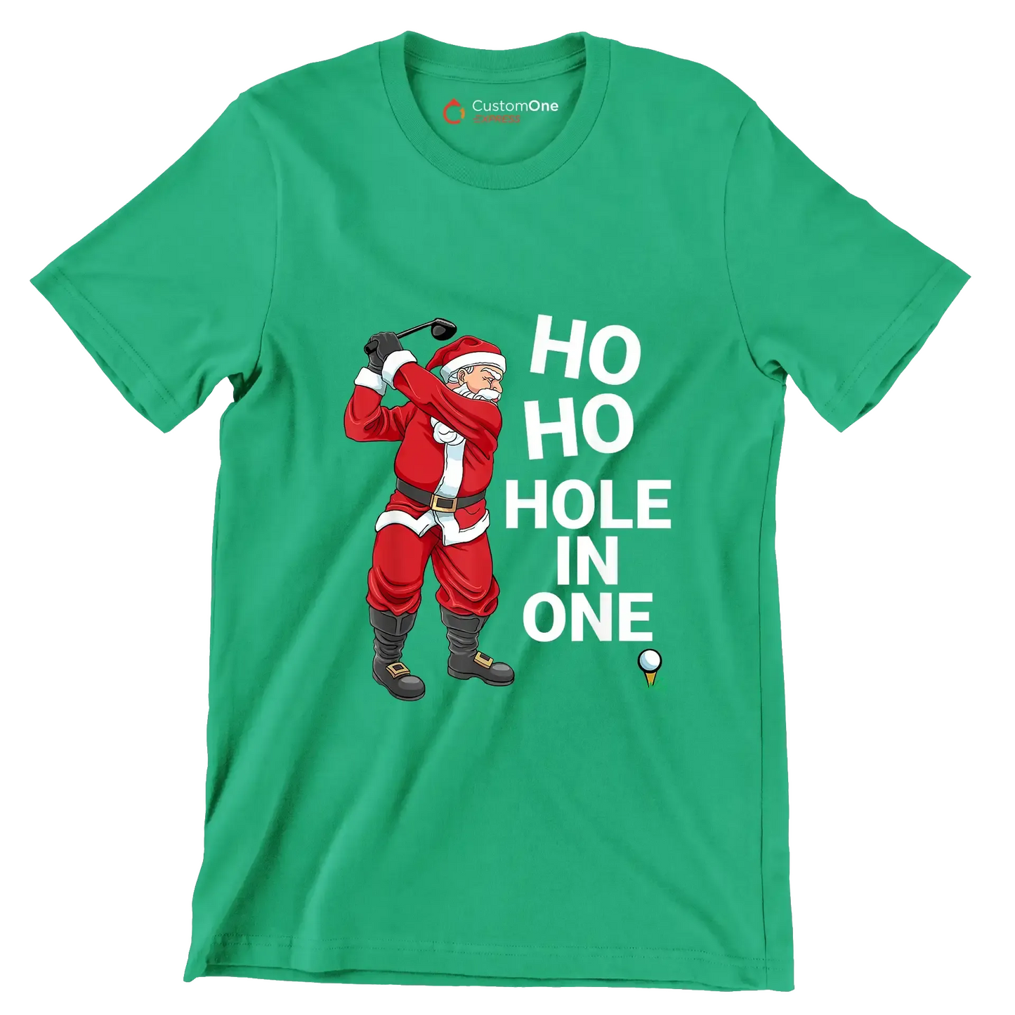 HO HO HO HOLE IN ONE - Golf Themed T-Shirt-Green-S-Custom One Express