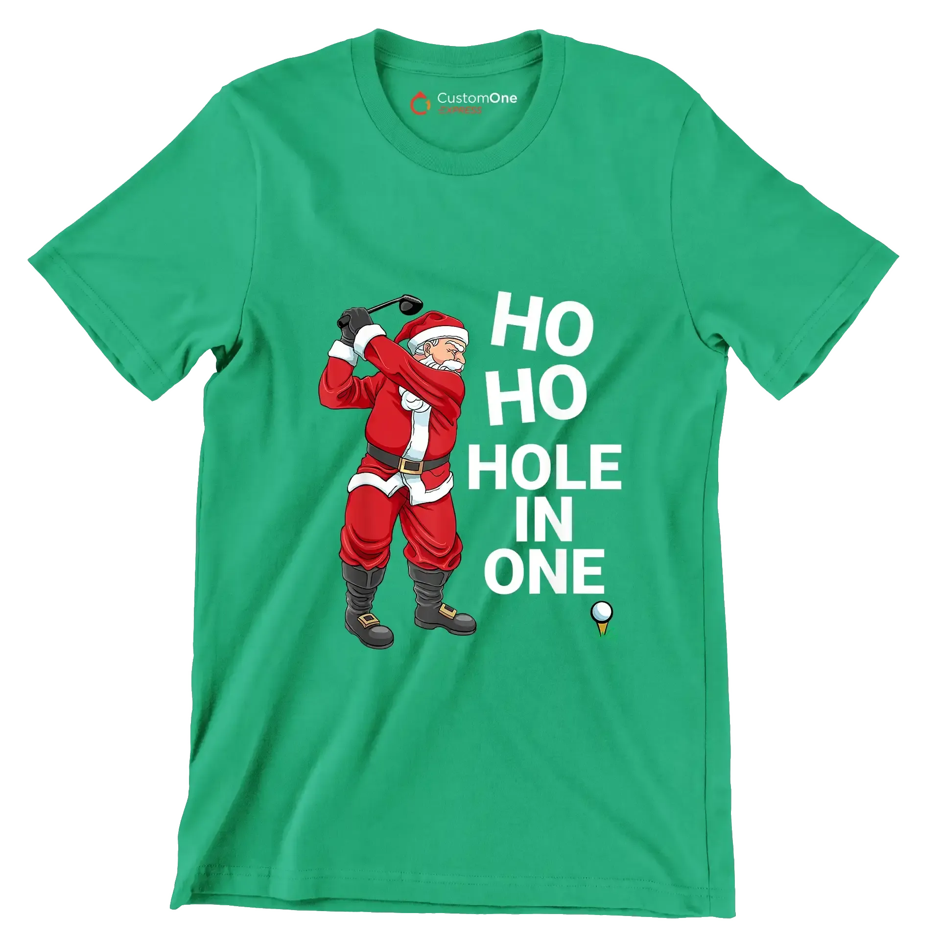 HO HO HO HOLE IN ONE - Golf Themed T-Shirt-Green-S-Custom One Express