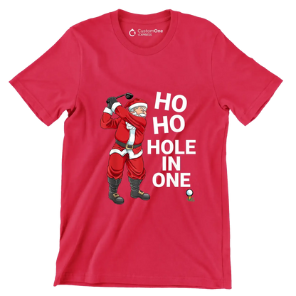 HO HO HO HOLE IN ONE - Golf Themed T-Shirt-Red-S-Custom One Express