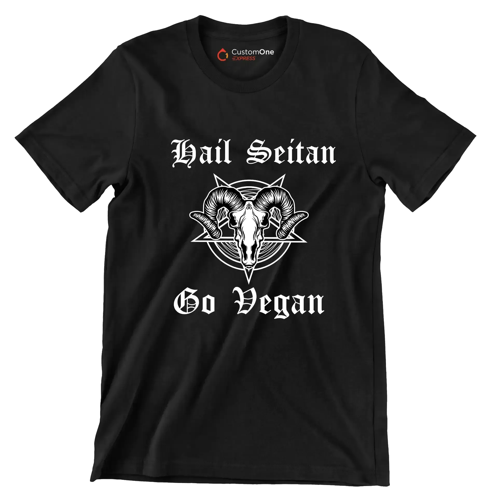 Hail seitan go vegan - Vegan Themed T-Shirt-Black-S-Custom One Express