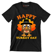 Happy Turkey Day - Thanksgiving Themed T-Shirt-Black-S-Custom One Express