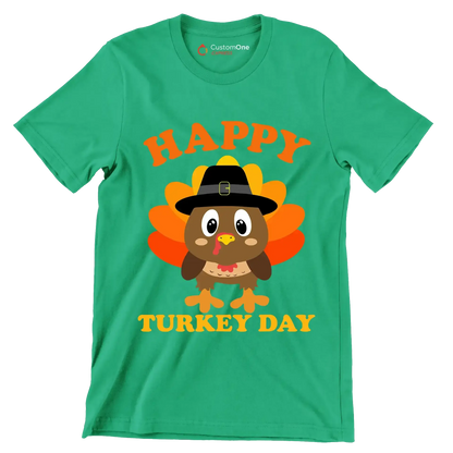 Happy Turkey Day - Thanksgiving Themed T-Shirt-Green-S-Custom One Express