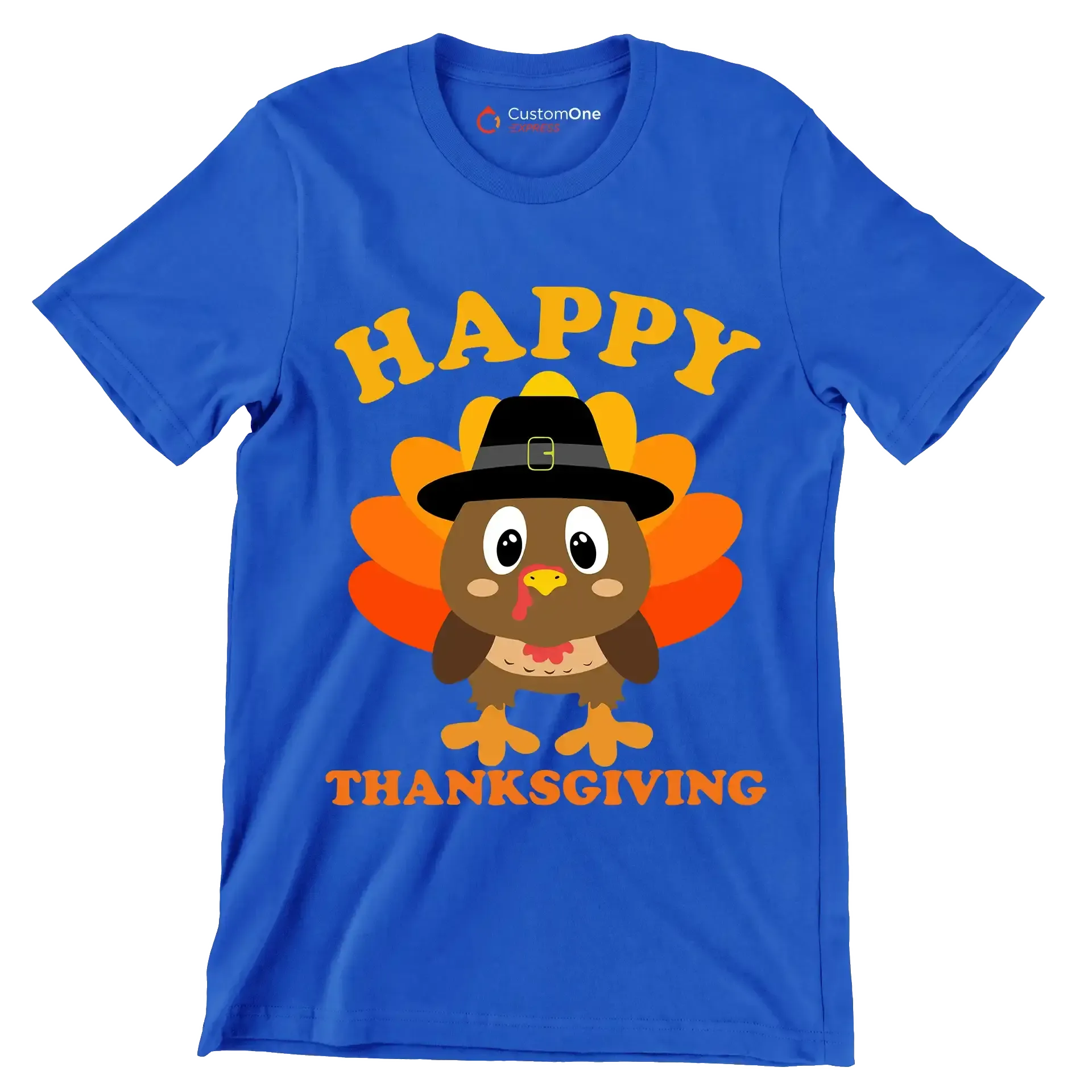 Happy thanksgiving - Thanksgiving Themed T-Shirt-Blue-S-Custom One Express