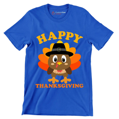 Happy thanksgiving - Thanksgiving Themed T-Shirt-Blue-S-Custom One Express